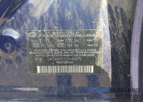 2013 Hyundai Elantra Gls from USA, damaged, VIN 5NPDH4AE5DH446875